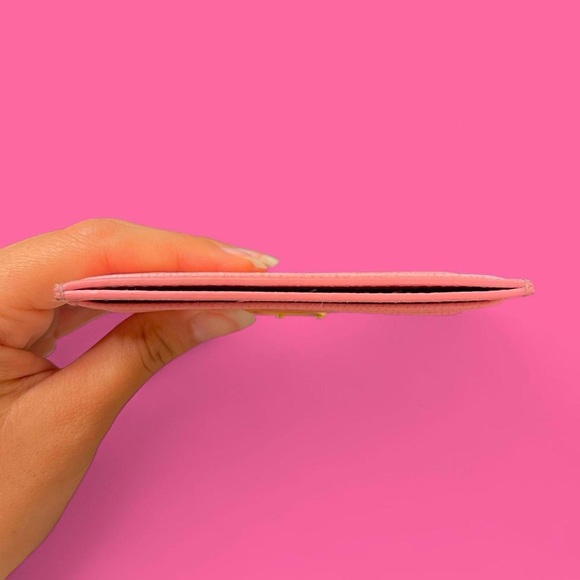 prada triangle logo leather card holder wallet in “petal pink” gold hardware! - Picture 5 of 8